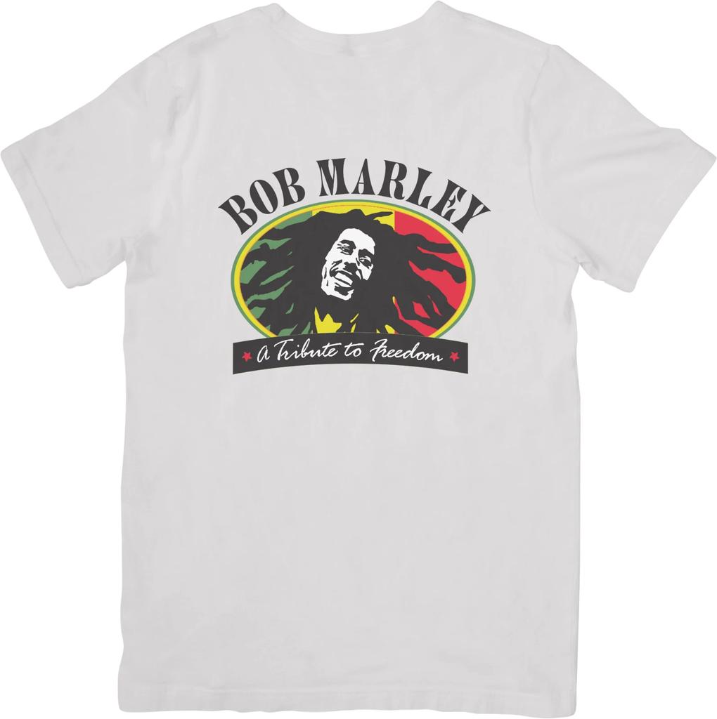 Bob Marley Music Fit for Men & Women Quality Cotton T-Shirt White.