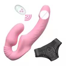 Strapless Strap-on Dildos Vibrator with Remote Control for Women Lesbian Couples G Spot Sex Toys with Clitoris Stimulator Double-headed Masturbator