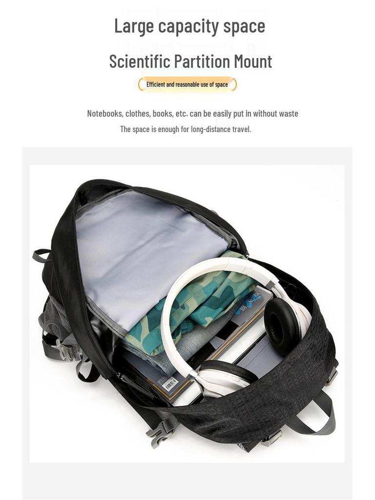 Water-Repellent Nylon Hiking Backpack with Bracket - Large Capacity, Multifunctional Outdoor Shoulder Pack