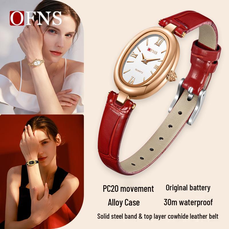 OFNS Women's Vintage Oval Waterproof Quartz Watch - French Minimalist Fashion Hot Seller