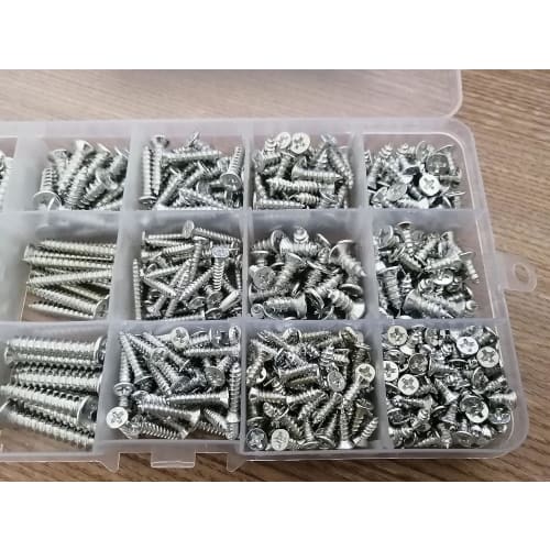 Iwamatu Wood Screws, Cross Recessed Countersunk Head Wood Screw Set, 485g, Stainless Steel, Self-Tapping Screws, Truss Head Tapping Screws, Screw Nail