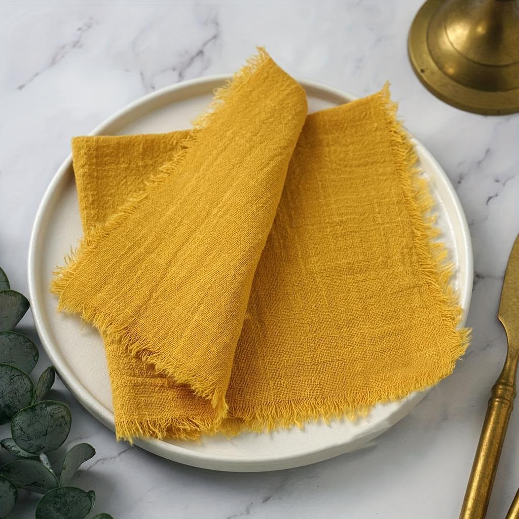 set of 10 Gauze Cotton Cloth Napkins 32x32cm Fabric Wedding Decor Everyday Use Dinner Tea Towel Table Village  Christmas Napkins