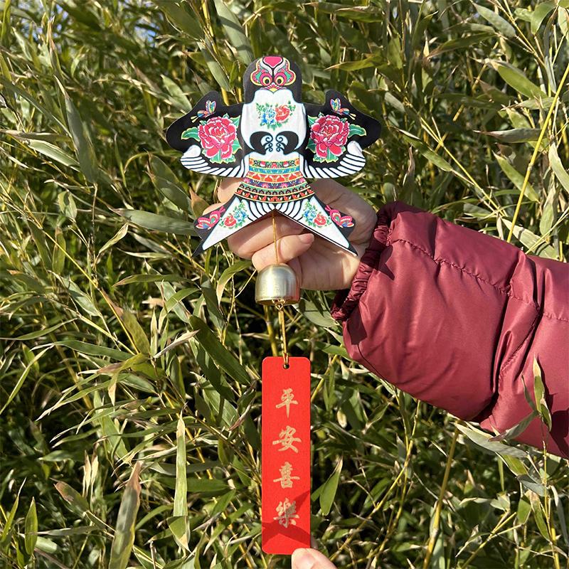 

14cm Chinese Style Windchimes Natural Wooden Painted Paper Wind Chime With Bells Home Outdoor Garden Decoration Ornaments