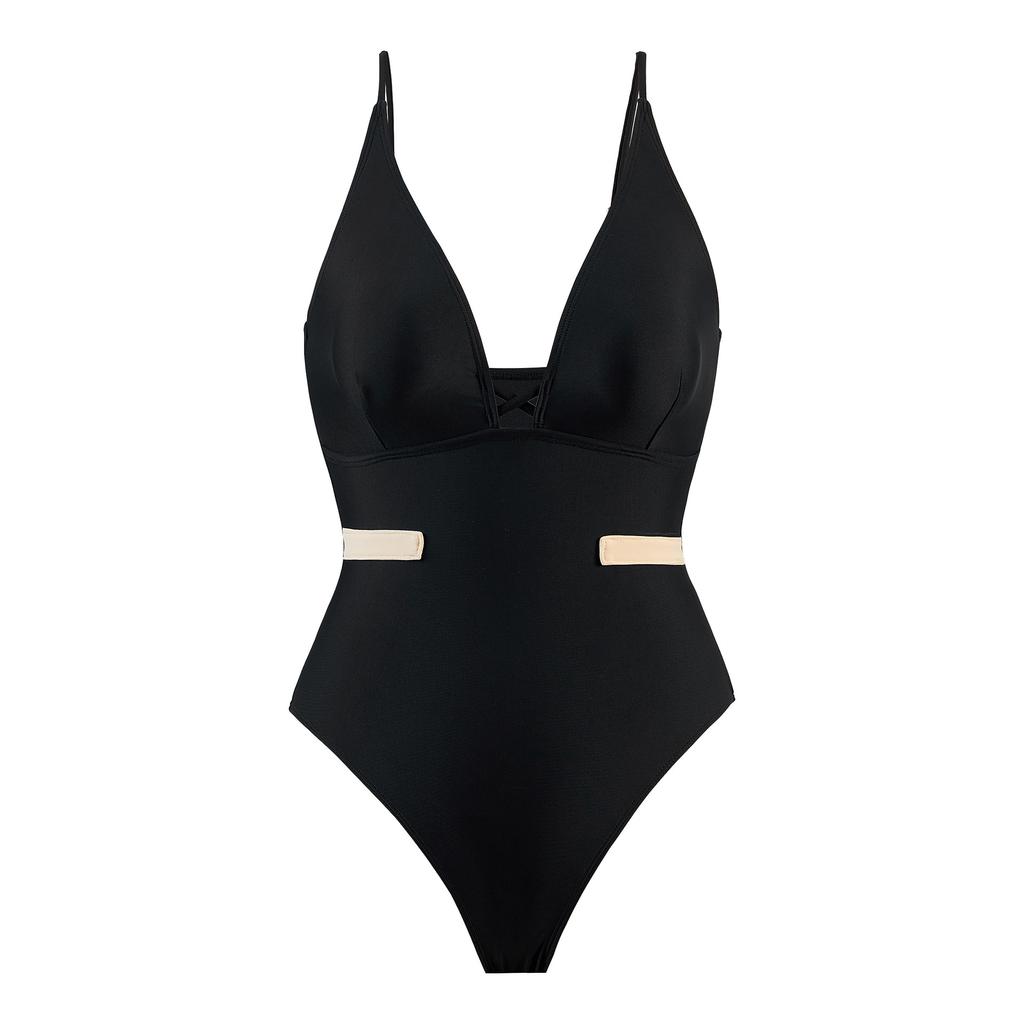 New Sexy Swimsuit for Women One-piece Triangle Solid Color Adjustable Nylon Swimsuit