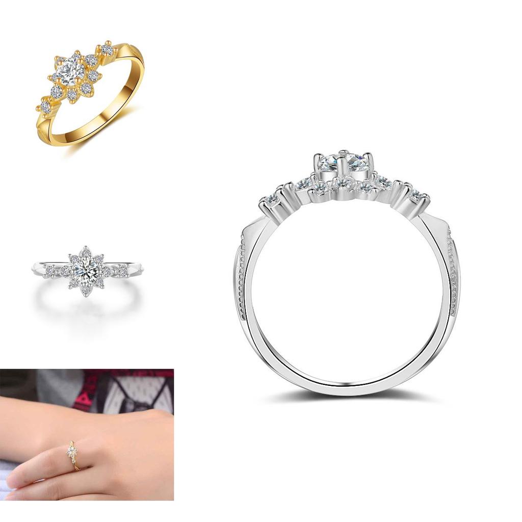 Womens Sweet Fashion Goldplated Elegant Crystal Rhinestone Ring Wedding