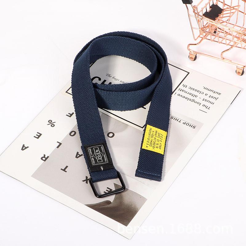 Unisex Cargo Belt Pants Canvas Waistband Extended Length Pants Strap Students