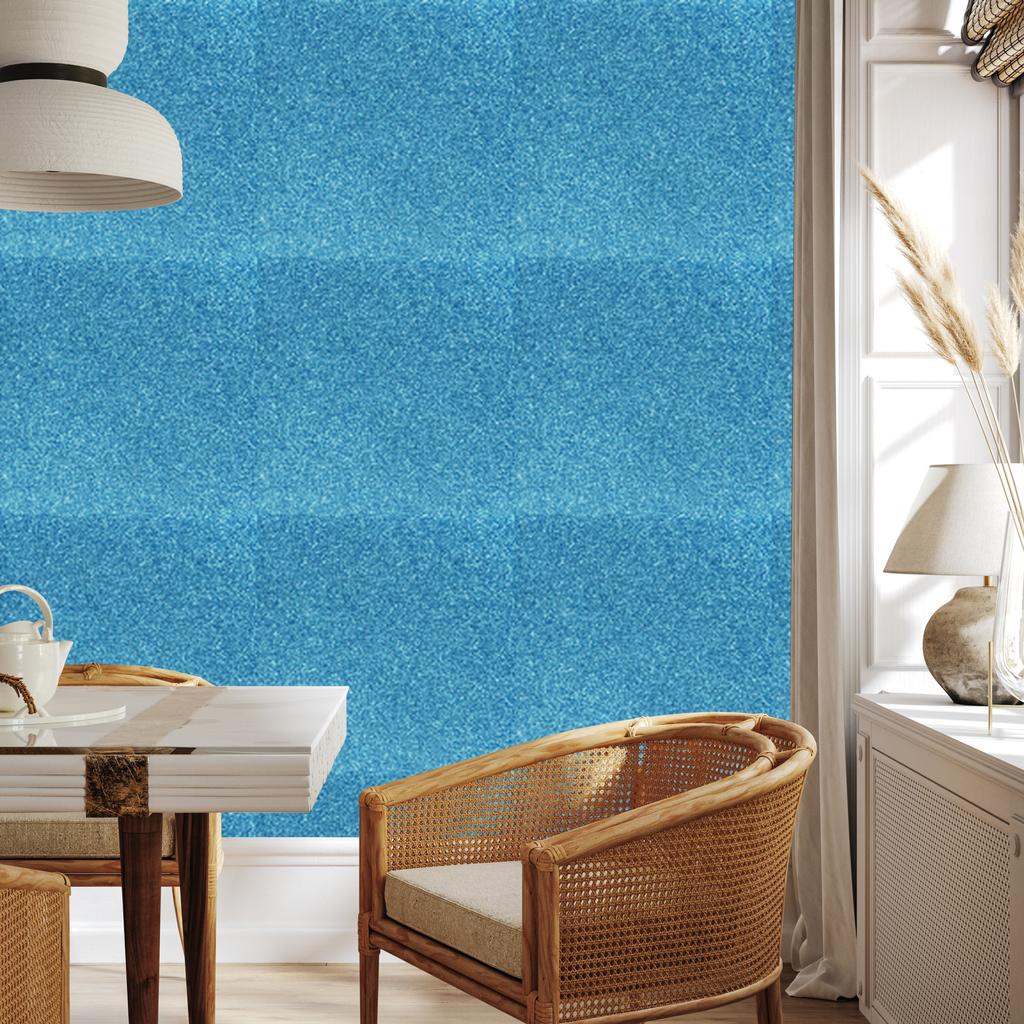 Blue, turquoise and azure glitter wallpaper for living room and bedroom 50x1000