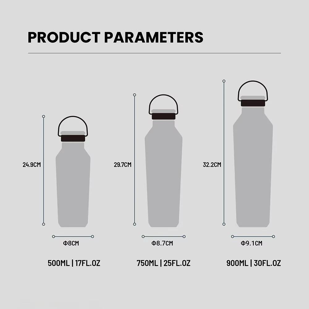 Tyeso 500ML Handle Vacuum Flasks Insulated Durable Leak-Proof for Outdoor Sports Matte Finish Carry Portable Water Bottle Cup