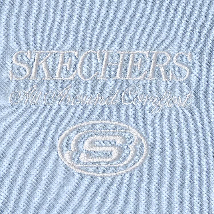 Skechers Sport Life Series Logo Color Block Polo Collar Short Sleeve Dress Women dresses Xenon-Blue L225W120-0356