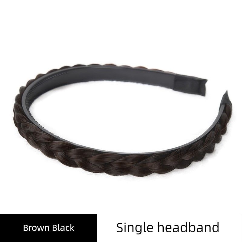 

Wig Hair Hoop Female Qianjin Princess High Skull Top Twist Braid Braided Hair Headband Fluffy Artificial Hair Updo Gadget Headdress Braided hair hoop [brown and black]]