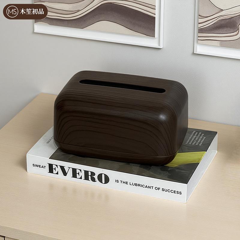 Wood Grain Plastic Tissue Box Luxury Storage Paper Holder & Napkin Tissue Holder for Living Room Tabletop Satisfactory Gift чёрный