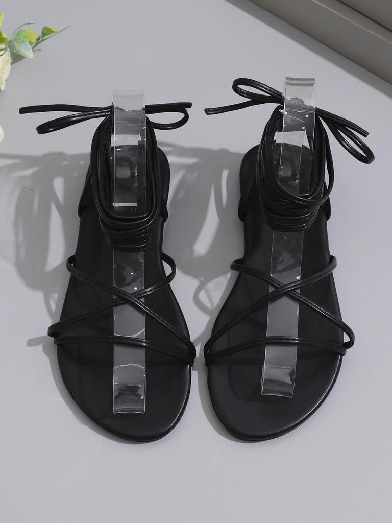 Plus Size Women's Open Toe Flat Sandals - European & American Style, Cross-Border Outdoor Beach Strap Slippers