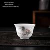 Hand-Painted Ceramic Landscape Teacup - Ice-Type Mutton Fat Jade Finish, Kung Fu Tea Set