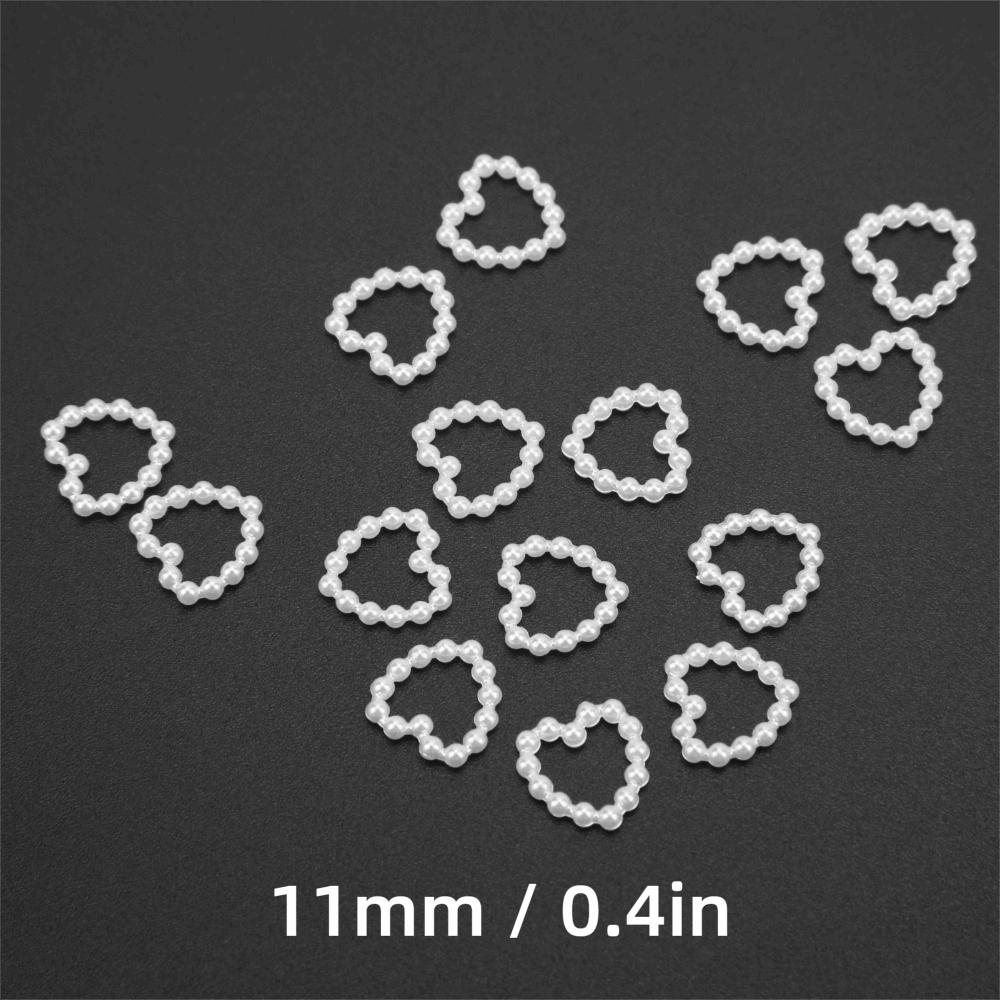1000PCS 3D Nail Jewelry Pearl Beaded Heart Heart Shaped Flat Pearl Bracelets Earrings Necklaces белый