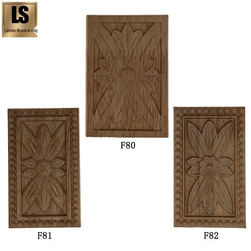 European-Style Solid Wood Carving: Rectangular Floral Block