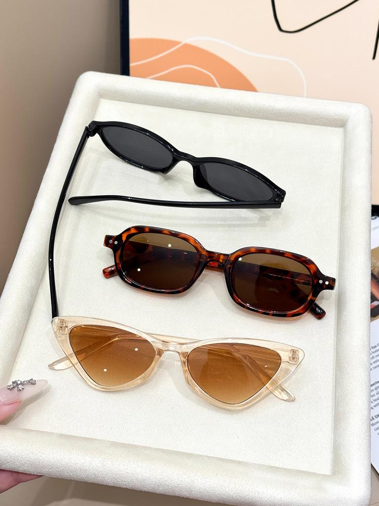 3Pcs Fashion Women's Sunglasses Set, Various Styles and Colors, Matching Gift Set, Fashion Apparel, Beach Vacation