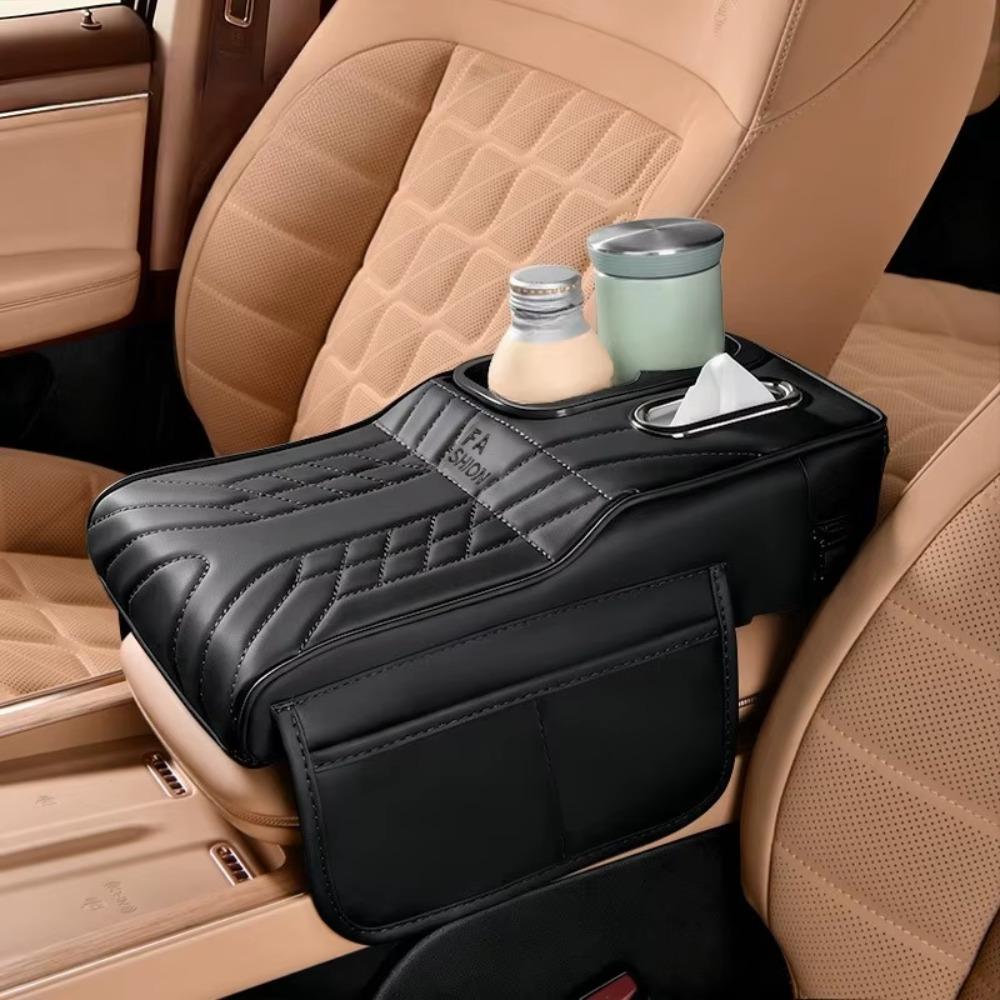 

Height Increase Car Armrest Box 2 Cup Holder Arm Rest Heightening Pillow Car Interior чёрный