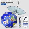 Cute Cartoon Pattern Kids Safety Umbrella UPF 50+ UV Sun Protection Windproof Parasol with Reflective Strip Portable Lightweight