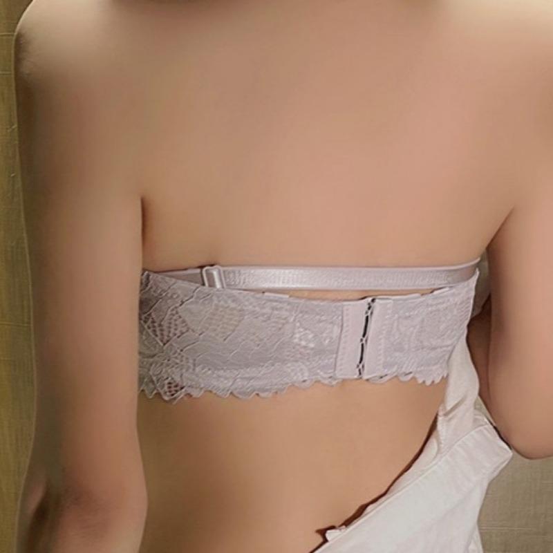 Small Chest Push-up Anti-sagging Lace Underwear Top Lift Thin Strapless Invisible Non-slip Bra Set