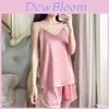 Ladies Silk Sleepwear Set With Vneck Sleeveless Pajamas And Shorts For Home And Lounge