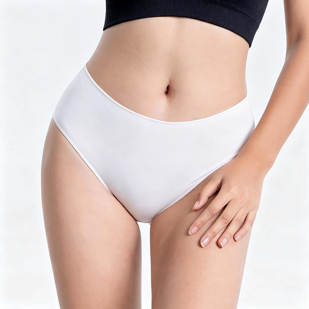 Women Seamless Breathable Solid Mid Waist Cotton Underwear Panties