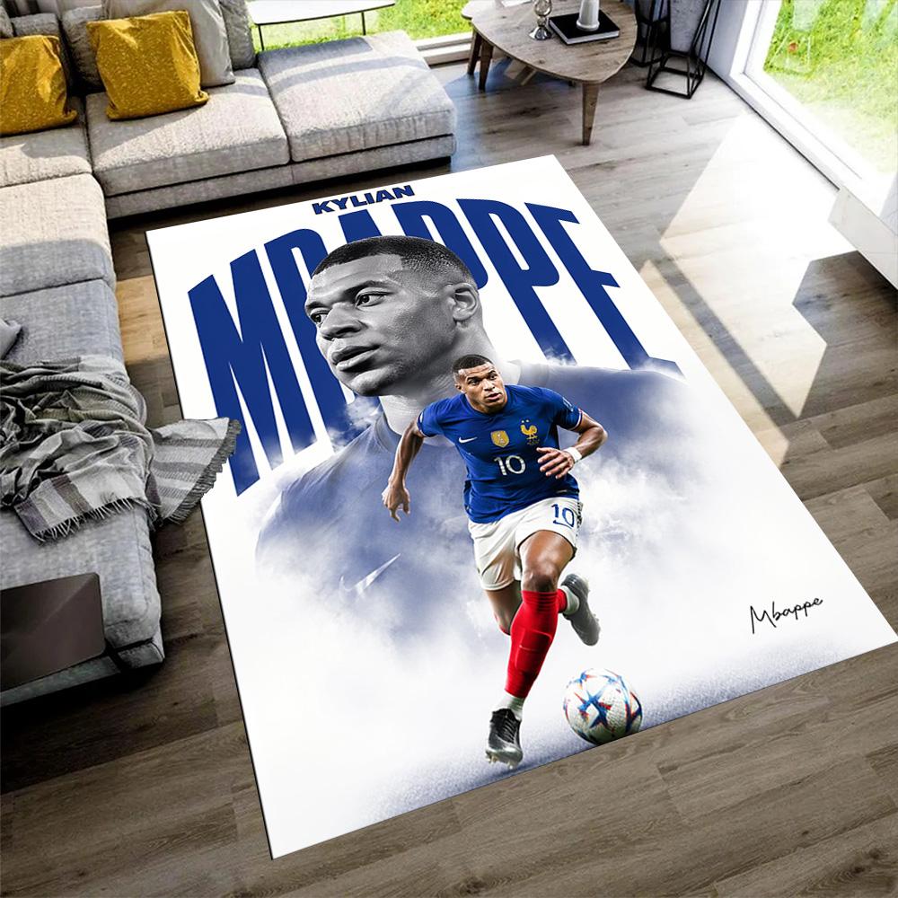 Star Player Kylian Mbappé Floor Mat Design for Living Rooms Bedrooms Decorate Room Balcony Anti-slip Rug Office Home Decor