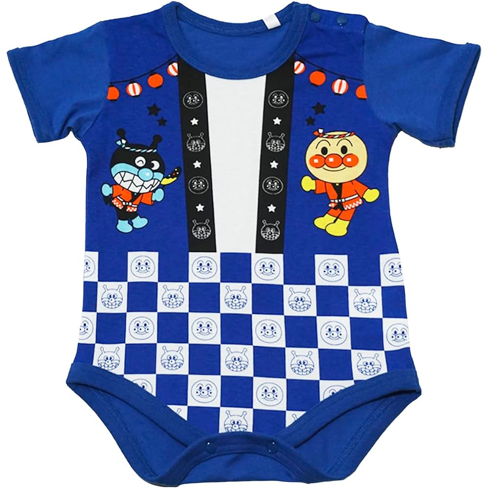 [Bandai] [Body 100% Cotton] 2026 Summer Anpanman Tenjiku Festival Pattern Short Sleeve Romper Rom...