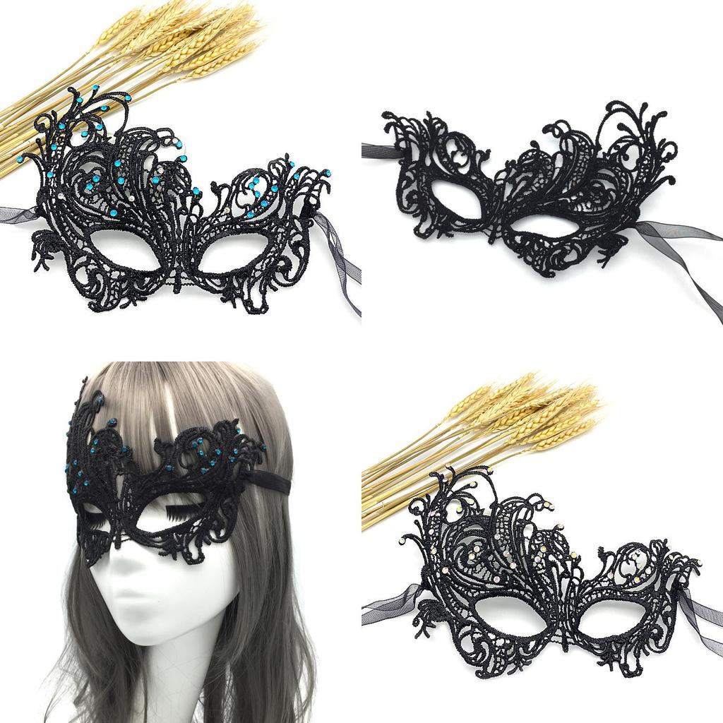 Princess Lace Halloween Costume Mask With Rhinestones For Themed Parties And Cosplay