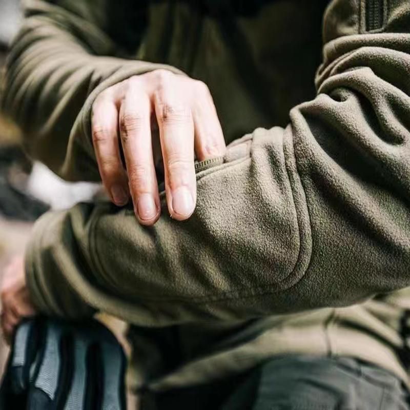 Pánské zimní taktické bundy z polárního fleecu Teplé venkovní bundy se stojáčkem Více kapes Ležérní pro turistiku, kempování, trekking, lezení