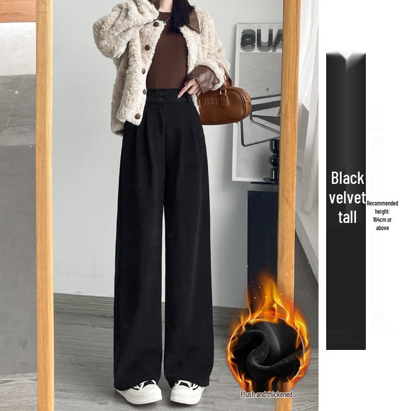 

Маленькие вельветовые брюки на флисовой подкладке - Зауженные, широкие для женщин, Осень/Зима 2025 M (96-110 lbs)