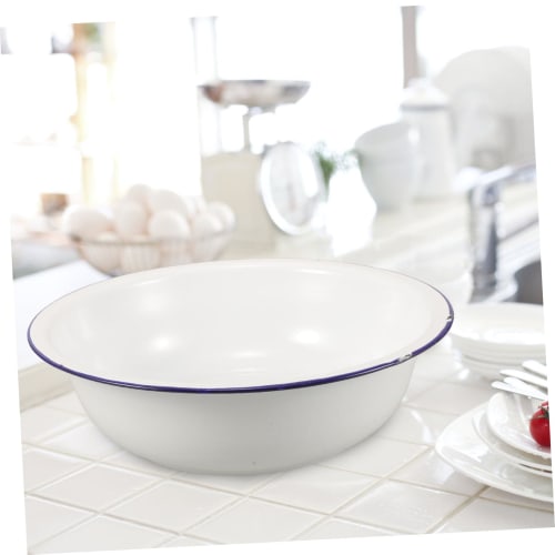 ASAKKURA Enamel Foot Wash Basin, Footbath Tub, Home Footbath, Metal Basin, Durable Retro Design, Foot Washing Bucket, Easy to Clean, Old-Fashioned Foo