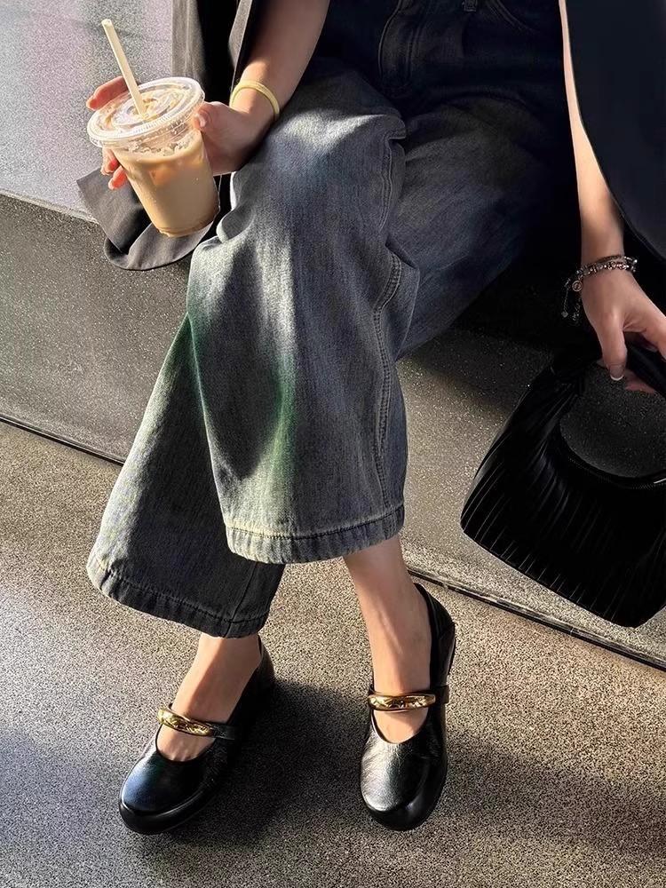 Fashion Retro Woman Shoes Round Toe Modis Female Footwear 2025 Comfortable Dress Flat Mary Janes Korean Shoes Round Toe Female Footwear