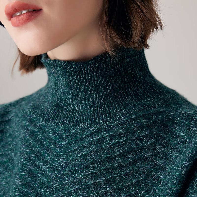 Paluo Women's 100% Cashmere Twill Jacquard Mock Neck Sweater