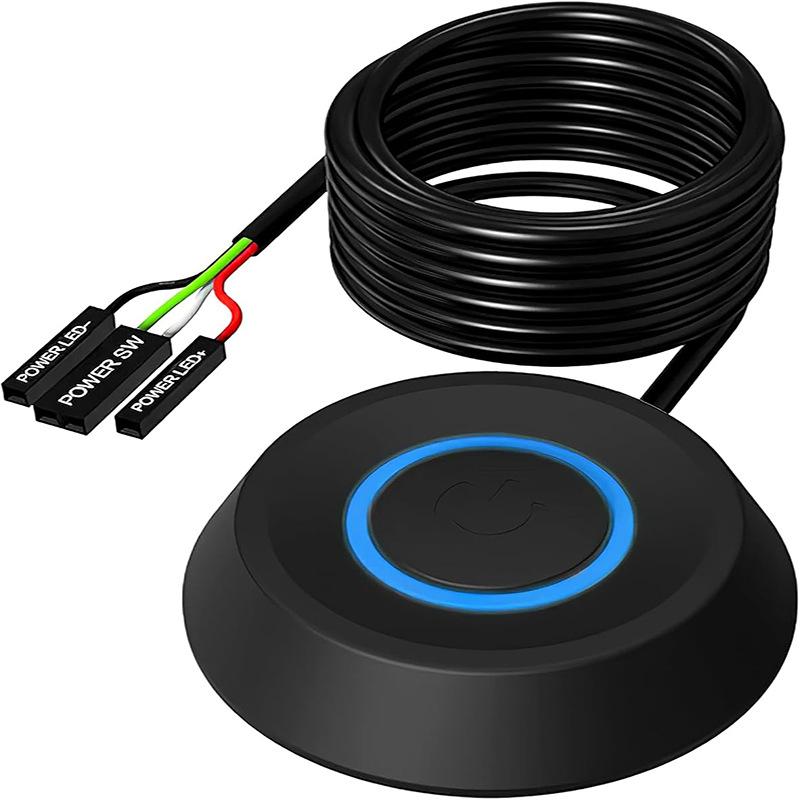 Computer power switch, desktop computer extension cable, compatible with computer motherboards round Black