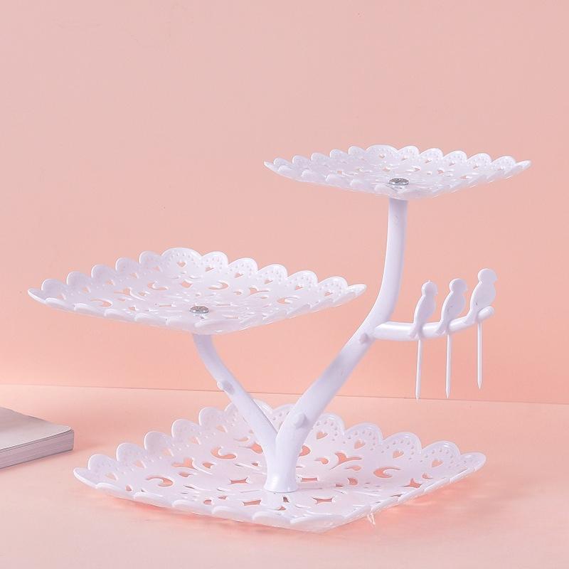 Creative Fruit Dish Afternoon Tea Dim Sum Dessert Table Decoration European Display Shelf Three Layer Cake Rack