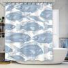 Blue Fish Shower Curtain Decorative Bathroom Waterproof Fabric Bath Mats For Home Decoration White Blue Floral Pattern Watercolo