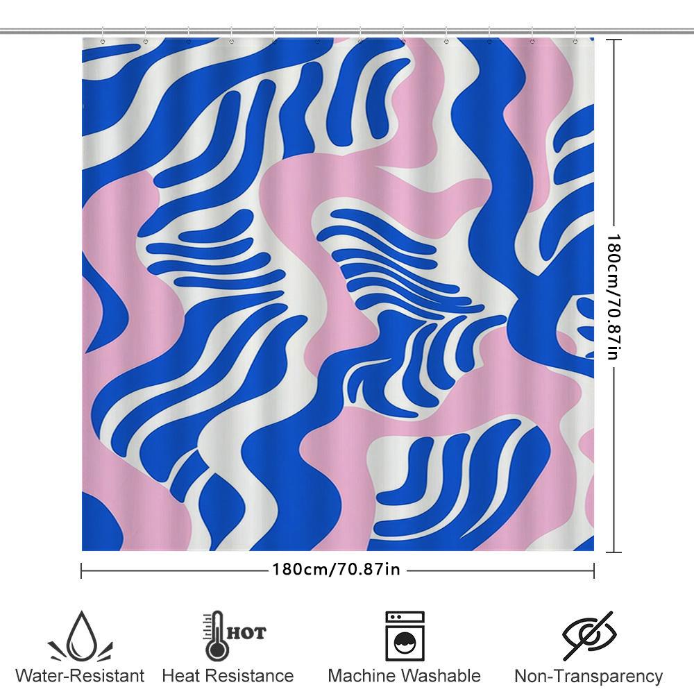 Blau Weiß Rosa Duschvorhang Badezimmer Dekor Wasserdichtes Gewebe Badezimmerzubehör Muster Heimdekoration Modernes Design Prin