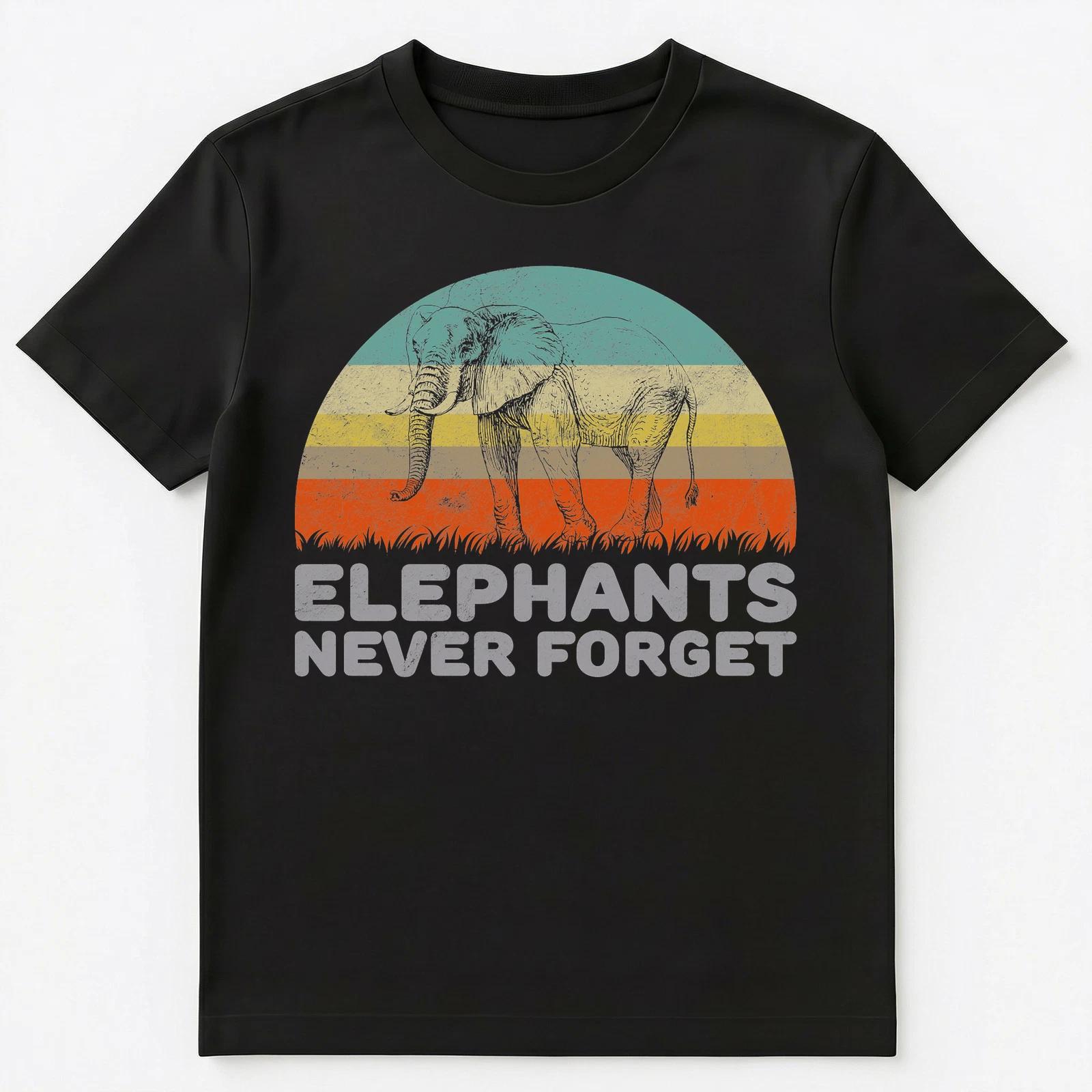 Funny Vintage Style Elephants Never Forget T Shirt Unisex T-Shirt XL