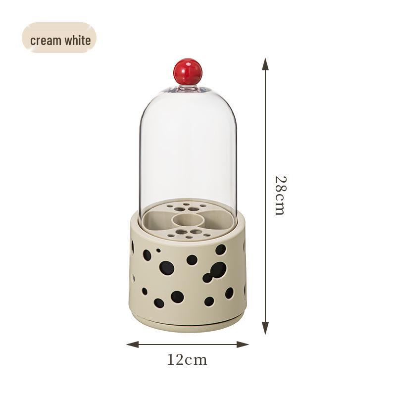 Rotating Makeup Storage Tube: Dustproof Vanity Organizer with Lid for Lipstick, Eyeshadow Brushes & Eyebrow Pencils