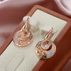Crystal Flower Drop Earrings For Women  Rose Gold Color With Natural Zircon Accessories High Quality Daily Jewelry