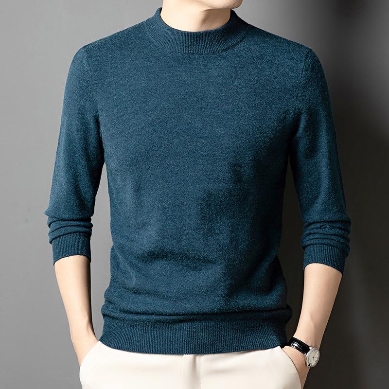 Spring and Autumn Men's Semi-turtleneck Sweater High-end Casual Versatile Business Men's Bottom Shirt