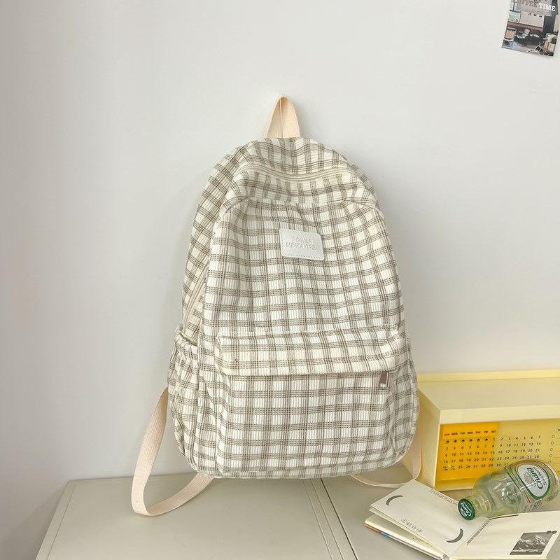 Schoolbag Japanese Campus Autumn and Winter Retro Plaid Backpack Junior High School Schoolbag Niche Large Capacity College Student Class Backpack