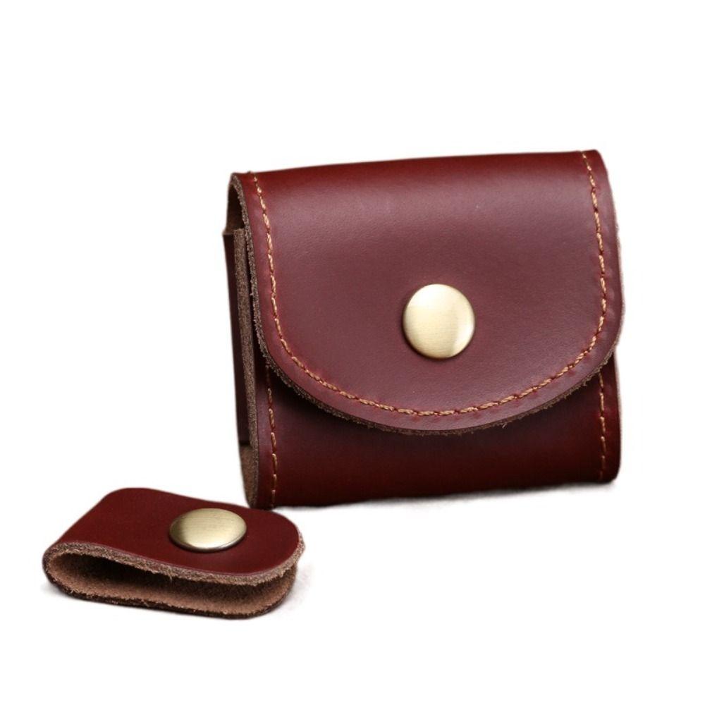 Waterproof Headphone Bag Mini Leather Wallet Vintage Leather Data Cable Storage Box  Male