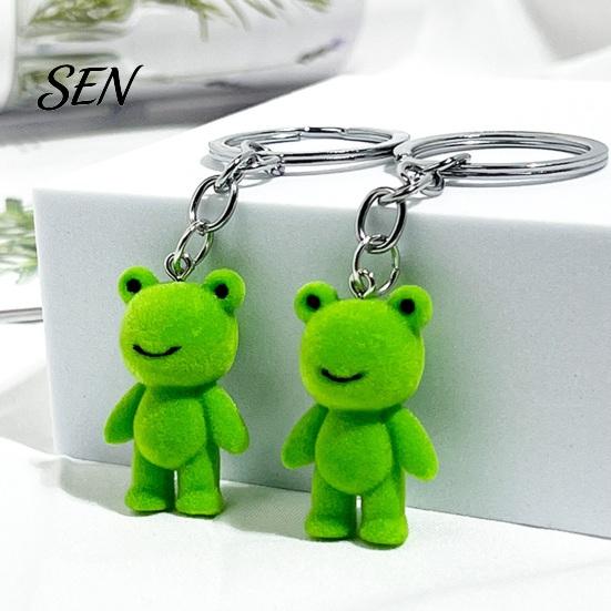 Hanging Frog Keychain Flocked Resin for Backpacks, 3D Plush Decorative Key Animal Ring, Ornament Bag Charm, Gift Lovers Backpacks