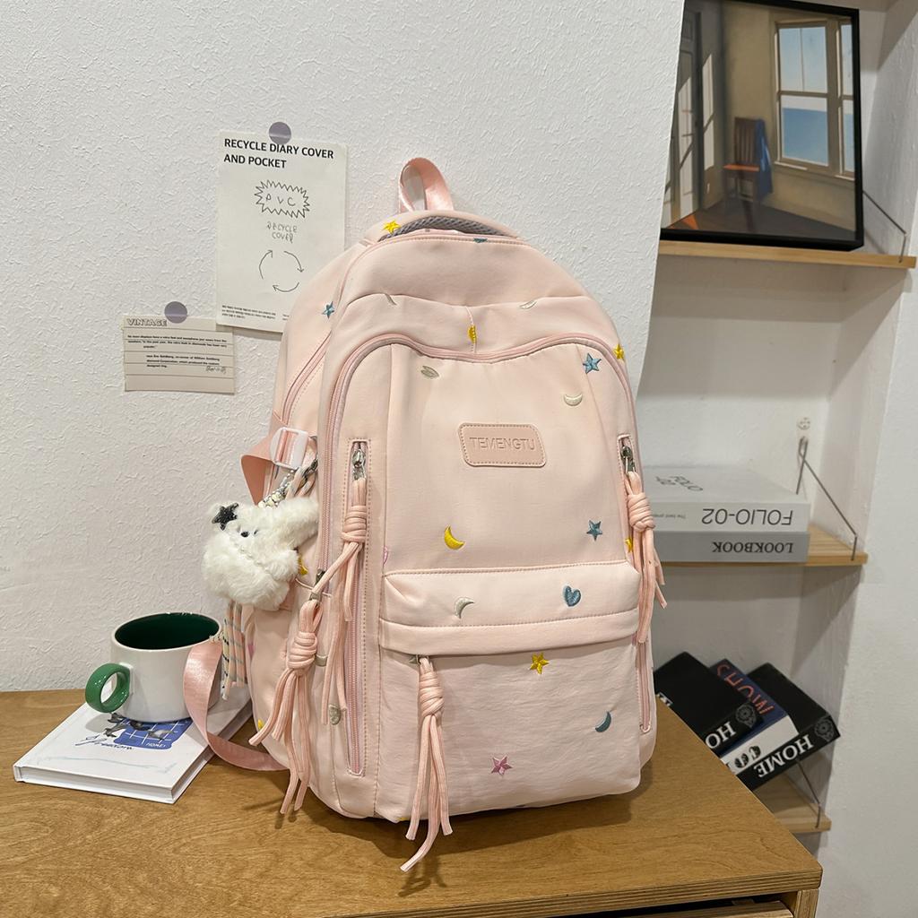 Schoolbag Embroidery Small Fresh Schoolbag Junior High School Girls High Value Ins Large Capacity Backpack High School Backpack