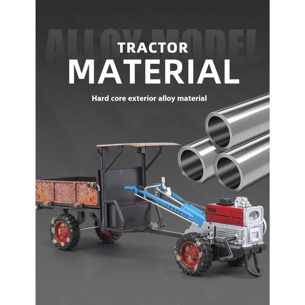 Spary 1/24 Walking Tractor Alloy Diecast Agricultural Tractor Model Sound Light Toy Retro Collection Ornaments Gift for Friends