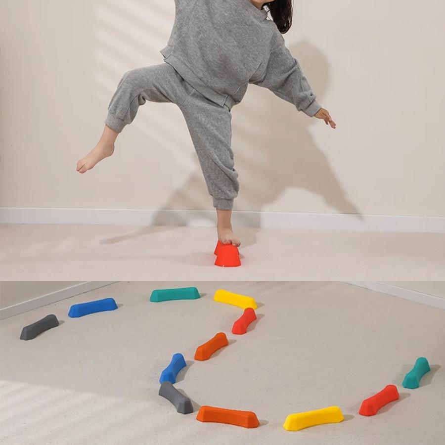 Stepping Funy Stones For Kids Rainbow Non-Slip Textured Sensory Stepping Stones For Kids Portable Obstacle Course Indoor Outdoor