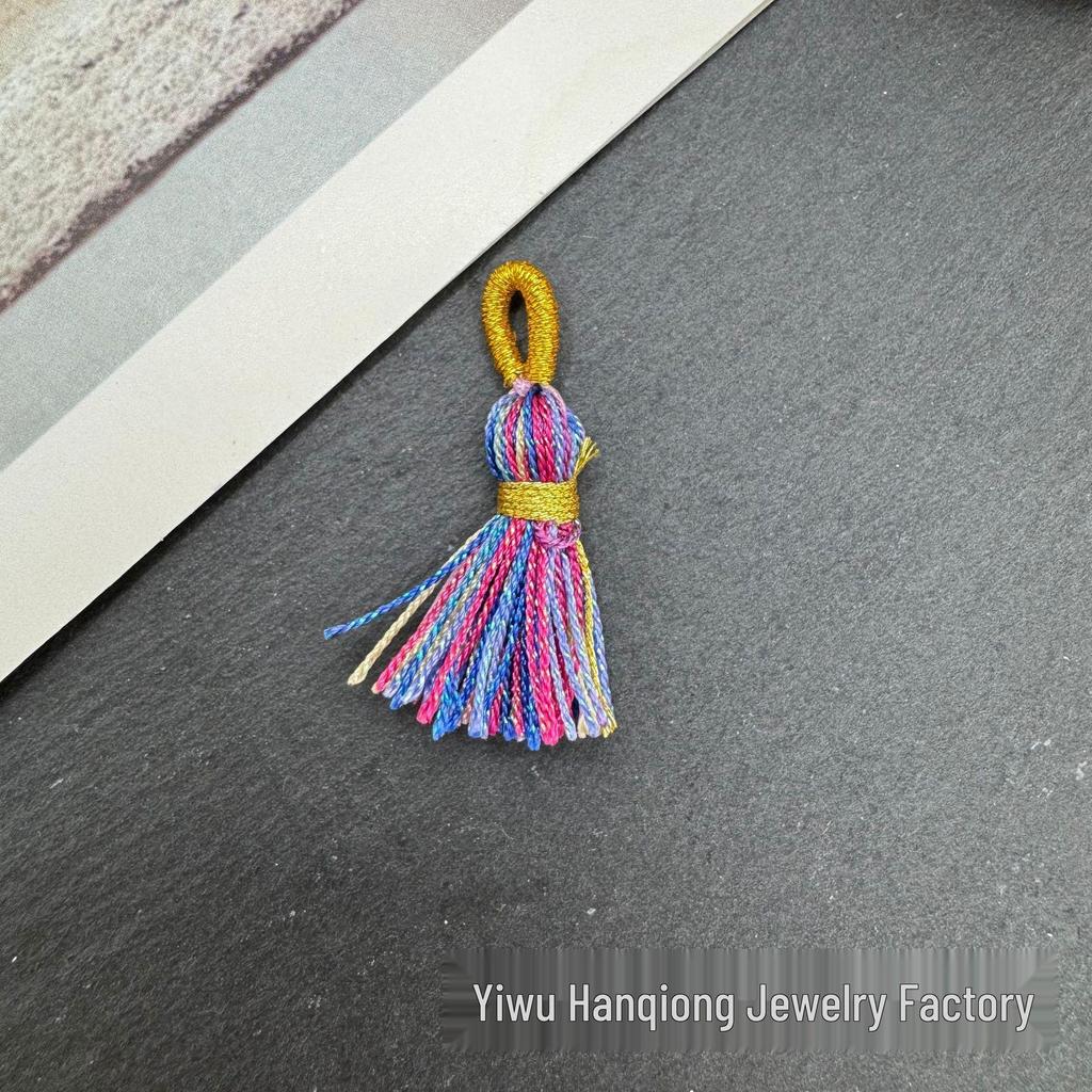 Korean Rainbow Tassel Pyssla Bead Keychain DIY Accessory