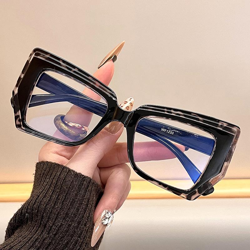 Anti-Blue Light Repair Glasses, Retro Trendy Color Matching Flat Glasses, Plain Face And Thin Artifact, Large Frame Glasses