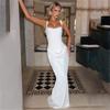 2026 Spring European & American Style Square Neck Pleated Spaghetti Strap Waist-Cinched Hip-Hugging Long Dress